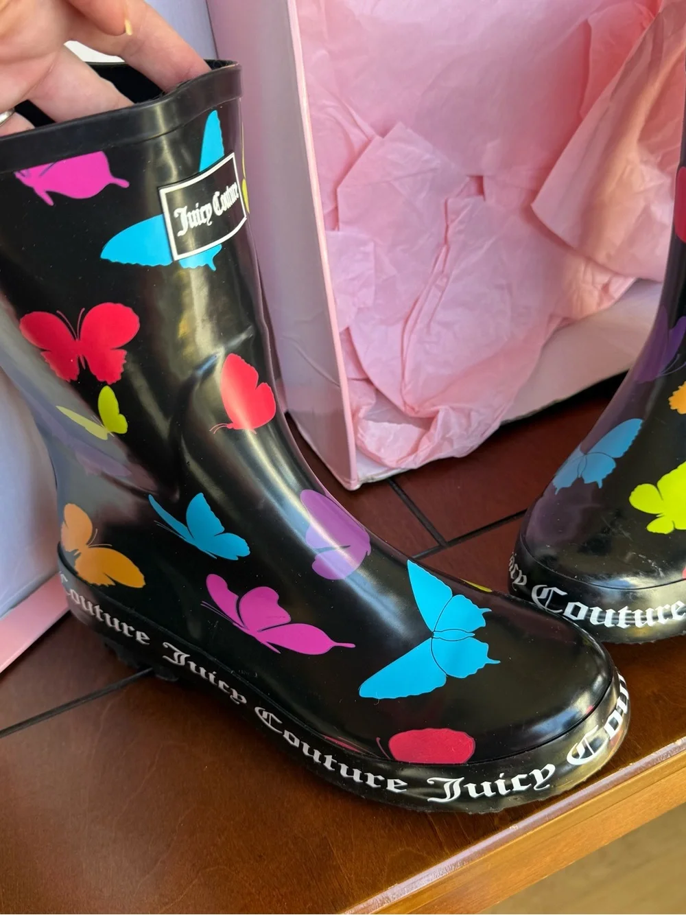 NEW JUICY COUTURE Colorful Butterfly Rain boots - Size 9
